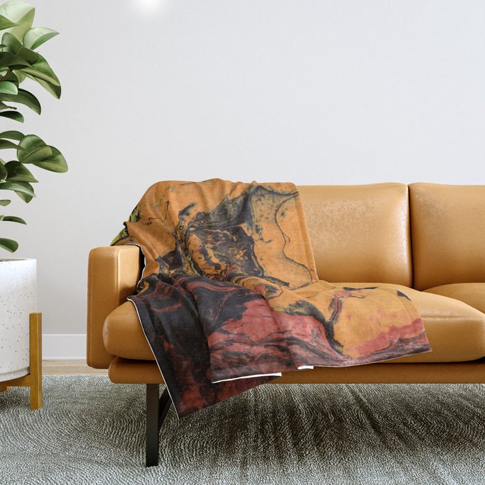 Dirty Acrylic Pour Painting 06, Fluid Art Reproduction Abstract Artwork Throw Blanket