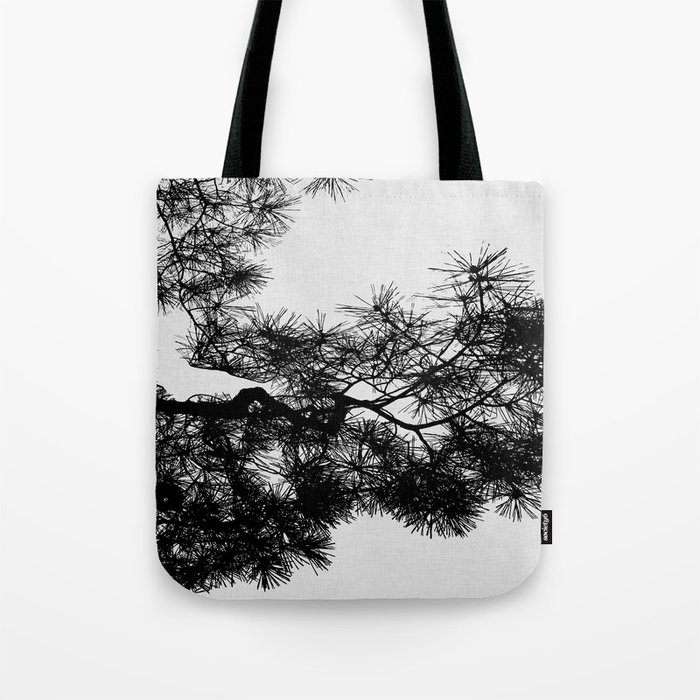 Pine Tree Black & White Tote Bag