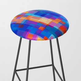 geometric pixel square pattern abstract background in blue red pink Bar Stool