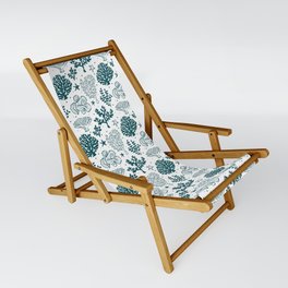 Teal Blue Coral Silhouette Pattern Sling Chair