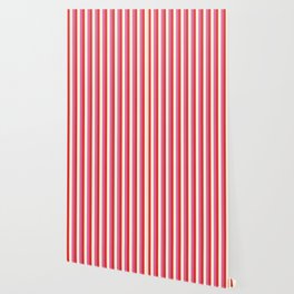 Retro Pink and Red Vertical Stripes Wallpaper