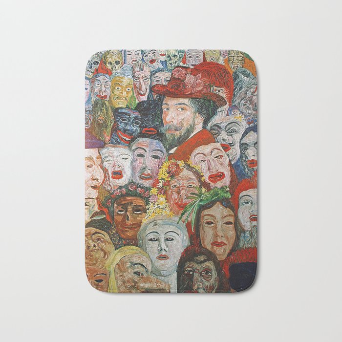 A face in the crowd; Ensor with Masks, selfportrait, Ensor aux masques grotesque art portrait