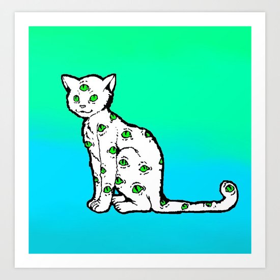 SCAREDY CAT (Cool Colors) Art Print