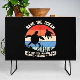 Save The Ocean Vintage Turtle Credenza
