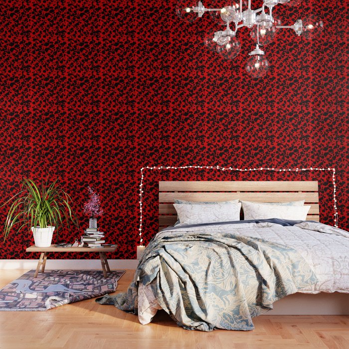 Bright Red And Black Funny Leopard Style Paint Splash Pattern Wallpaper By Yoursparklingshop