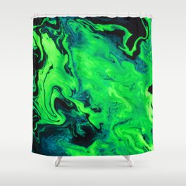 Black and Green Marble Painting Shower Curtain