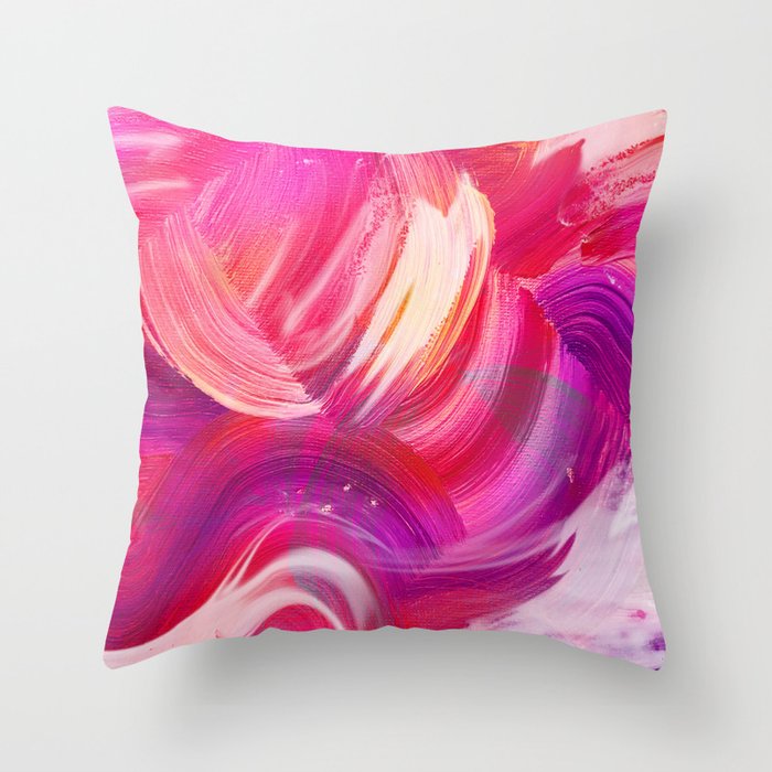 Pink Color Painting Texture Throw Pillow