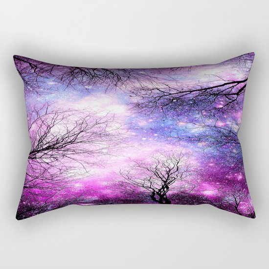 Black Trees Purple Fuchsia Blue Space Rectangular Pillow