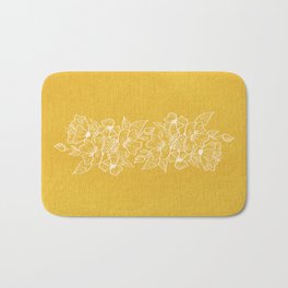 Scandinavian Brushed Gold Floral Ornament | Tropical Line Art Bath Mat