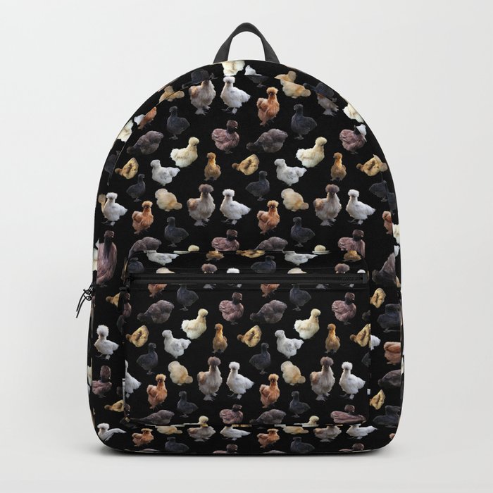 Silkie Bantams on Black Backpack