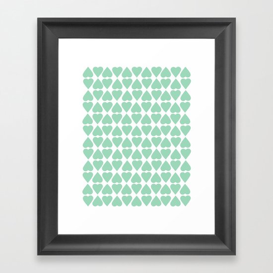 Diamond Hearts Repeat Mint Framed Art Print