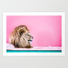 Lion in the Bathtub Art Print