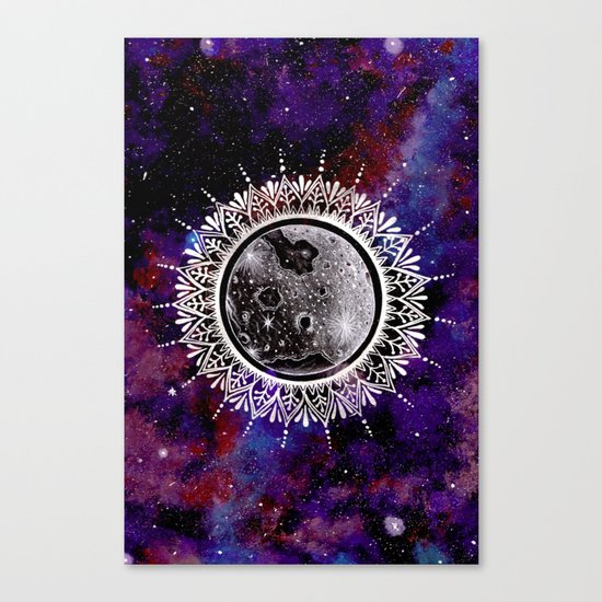 Galaxy Moon Mandala Canvas Print