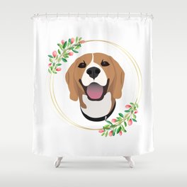 Beagle Flower Frame Shower Curtain