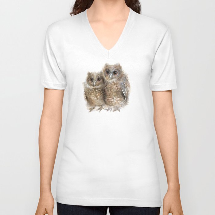 Baby Owls V Neck T Shirt