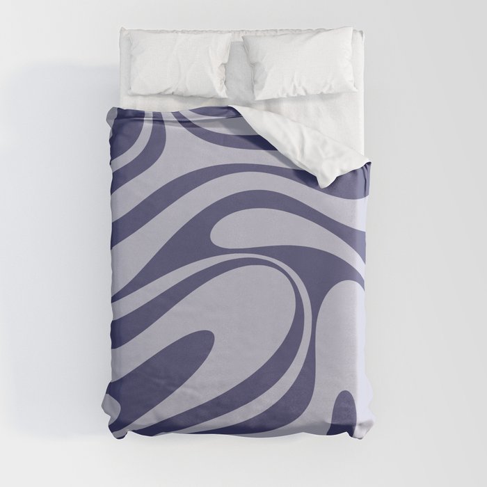 Retro Fantasy Swirl Abstract in Light and Dark Purple Periwinkle Duvet Cover
