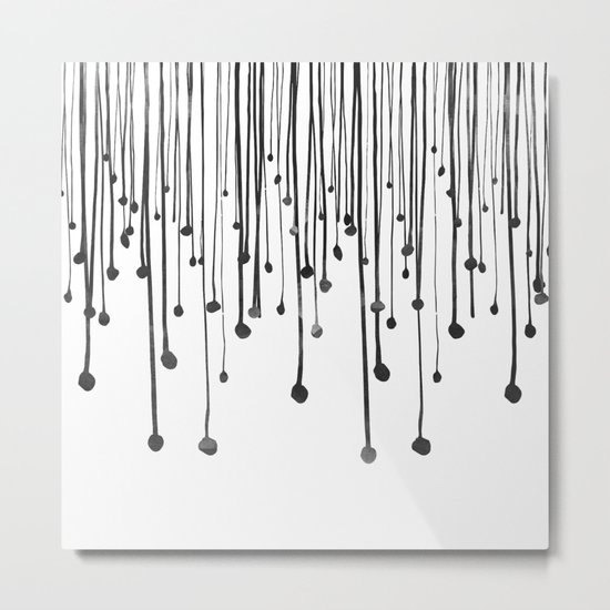 Abstract hand drawn black white water drops Metal Print