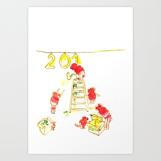 Preparando el año nuevo Art Print