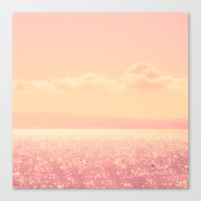 Dreamy Champagne Pink Sparkling Ocean Canvas Print