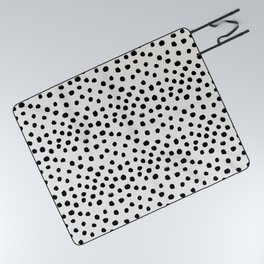 Preppy brushstroke free polka dots black and white spots dots dalmation animal spots design minimal Picnic Blanket