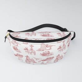 Outlandish Christmas Toile Pattern - red on white Fanny Pack