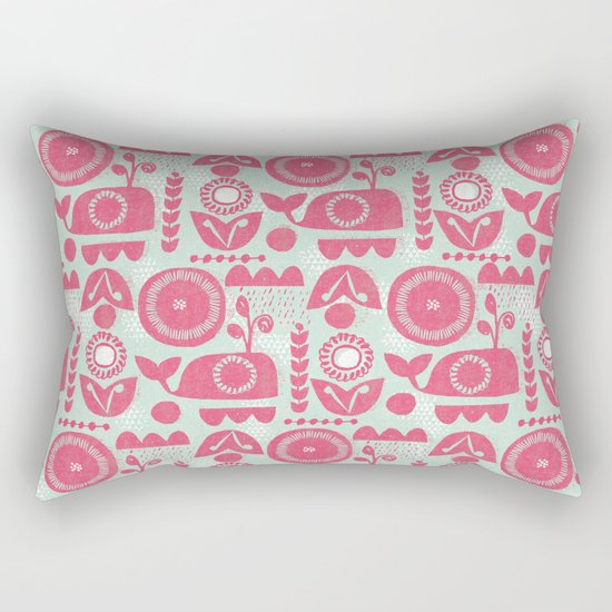 folk whale Rectangular Pillow