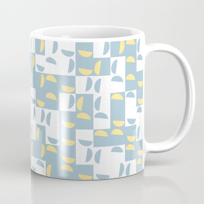 Blue and yellow half moons tiles Coffee Mug