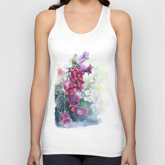 Campanula watercolor flowers aquarelle bellflowers Unisex Tank Top