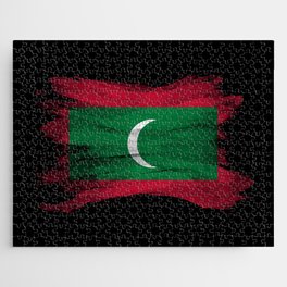 Maldives flag brush stroke, national flag Jigsaw Puzzle