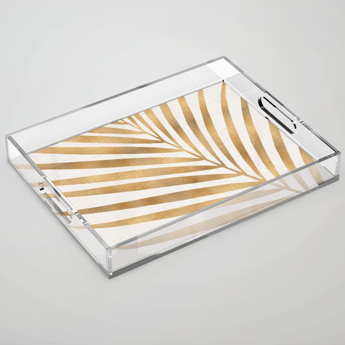 Metallic Gold Palm Leaf Acrylic Tray
