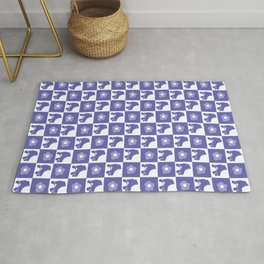 Purple Daisy Roller Skates Checkered Pattern  Area & Throw Rug