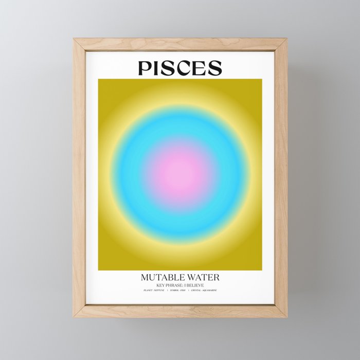 Pisces Gradient Print Framed Mini Art Print