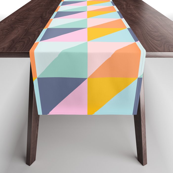 Color Block Triangle Pattern in Bright Pastels Table Runner