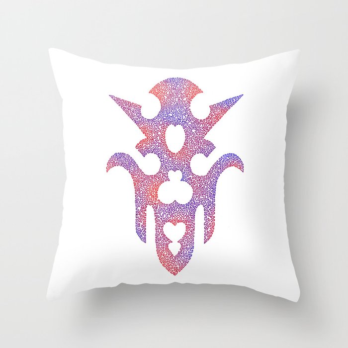 Red Violet Tribal Doodle Throw Pillow