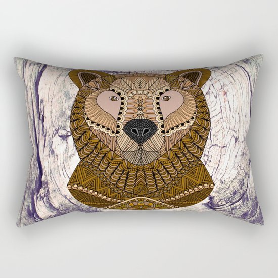 Ornate Brown Bear Rectangular Pillow