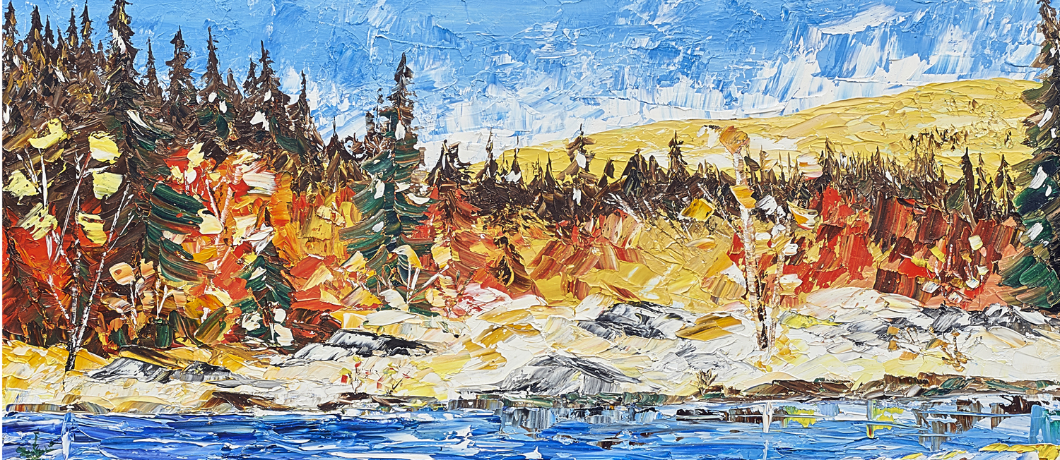 Landscape Painting The Clear Water River By Liliflore Coffee