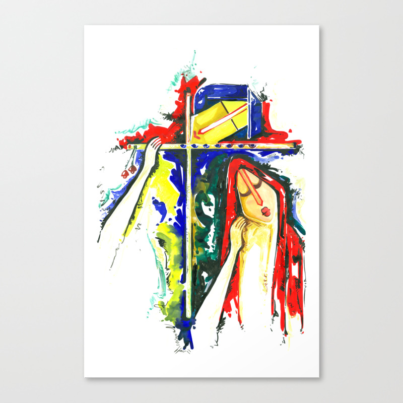 Lord Krishna Radha Handmade Water Color Artwork Canvas Print