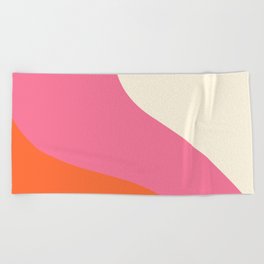 Simple Waves - Pink, Orange and Cream Beach Towel