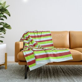 [ Thumbnail: Light Green, Light Cyan, and Red Colored Striped/Lined Pattern Throw Blanket ]