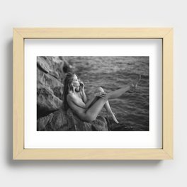 Waiting for the waves Recessed Framed Print