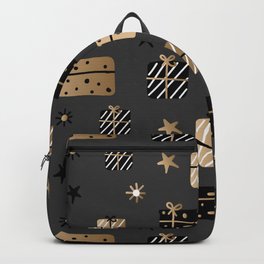 Christmas presents in black and gold Backpack