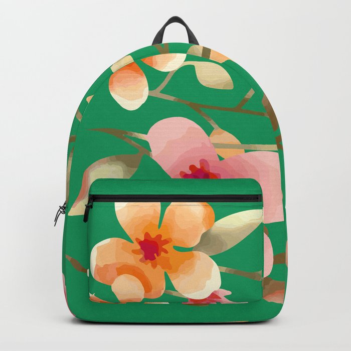 Retro Green Wild Flower Folk Country Garden Backpack