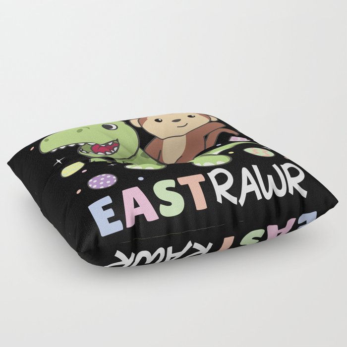 Monkey With T-rex Easter Estrawr Easter Pun Floor Pillow