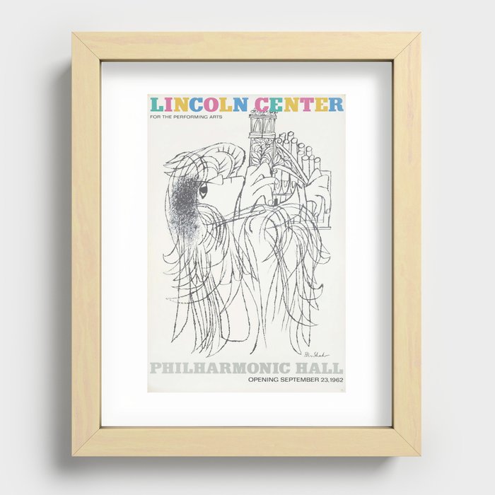 Lincoln Center / Philharmonic Hall (1962) by Ben Shahn (1898-1969), American, Modern, Music, New York Poster Recessed Framed Print