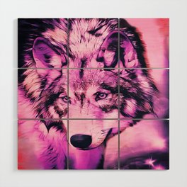 Wolf Spirit in Pink Wood Wall Art