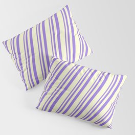 [ Thumbnail: Purple & Light Yellow Colored Stripes Pattern Pillow Sham ]