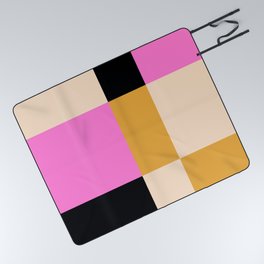 Shapes 15 | Pink Black Mustard Picnic Blanket