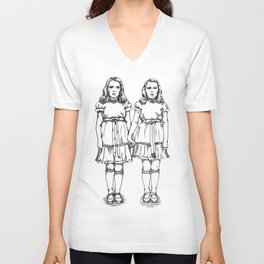 Little Girl Horror Twins V Neck T Shirt