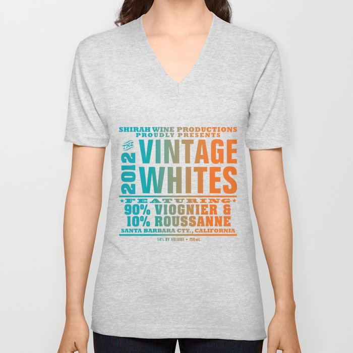 Vintage Whites Wine Label V Neck T Shirt