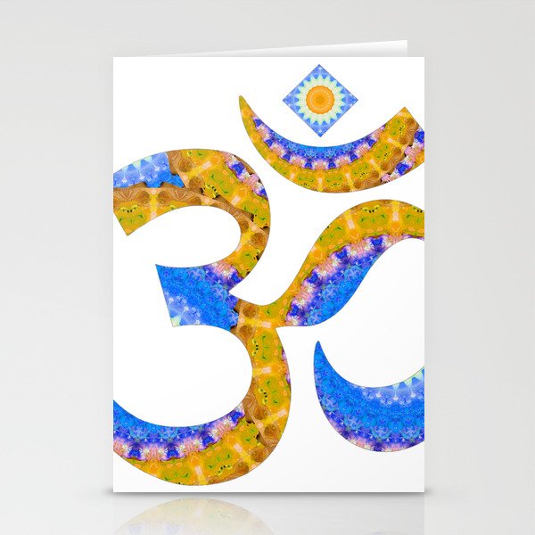 Blue And Yellow Spiritual Art - Om 2 - Sharon Cummings Stationery Cards